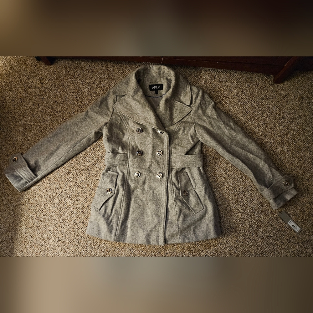 Juniors Apt 9 Light Grey Peacoat Size M